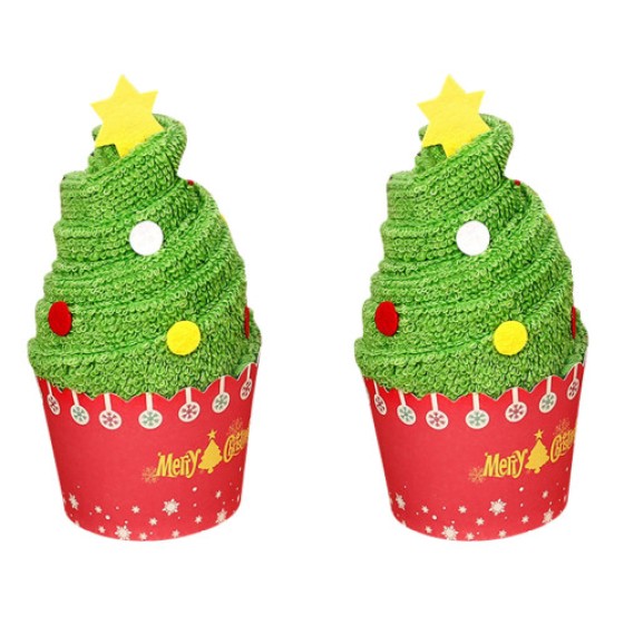 2 Pieces Christmas Towels in Tree Shape